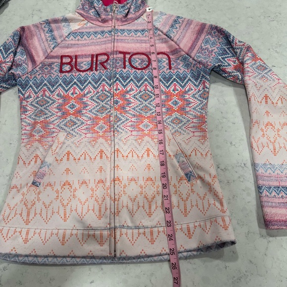EUC Burton Colombo Light Ski Jacket Pink Fleece with Aztec Pattern Zip Up Snow - Picture 10 of 13